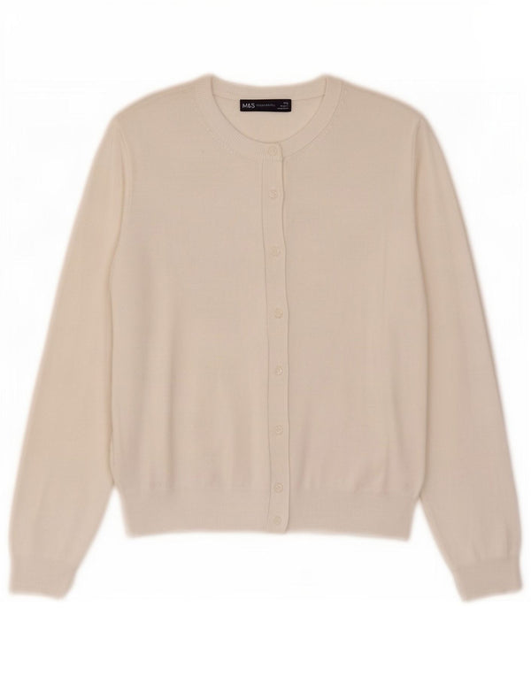 Marks & Spencer Womens Cardigan Sweater UK 16 Large Off White Viscose