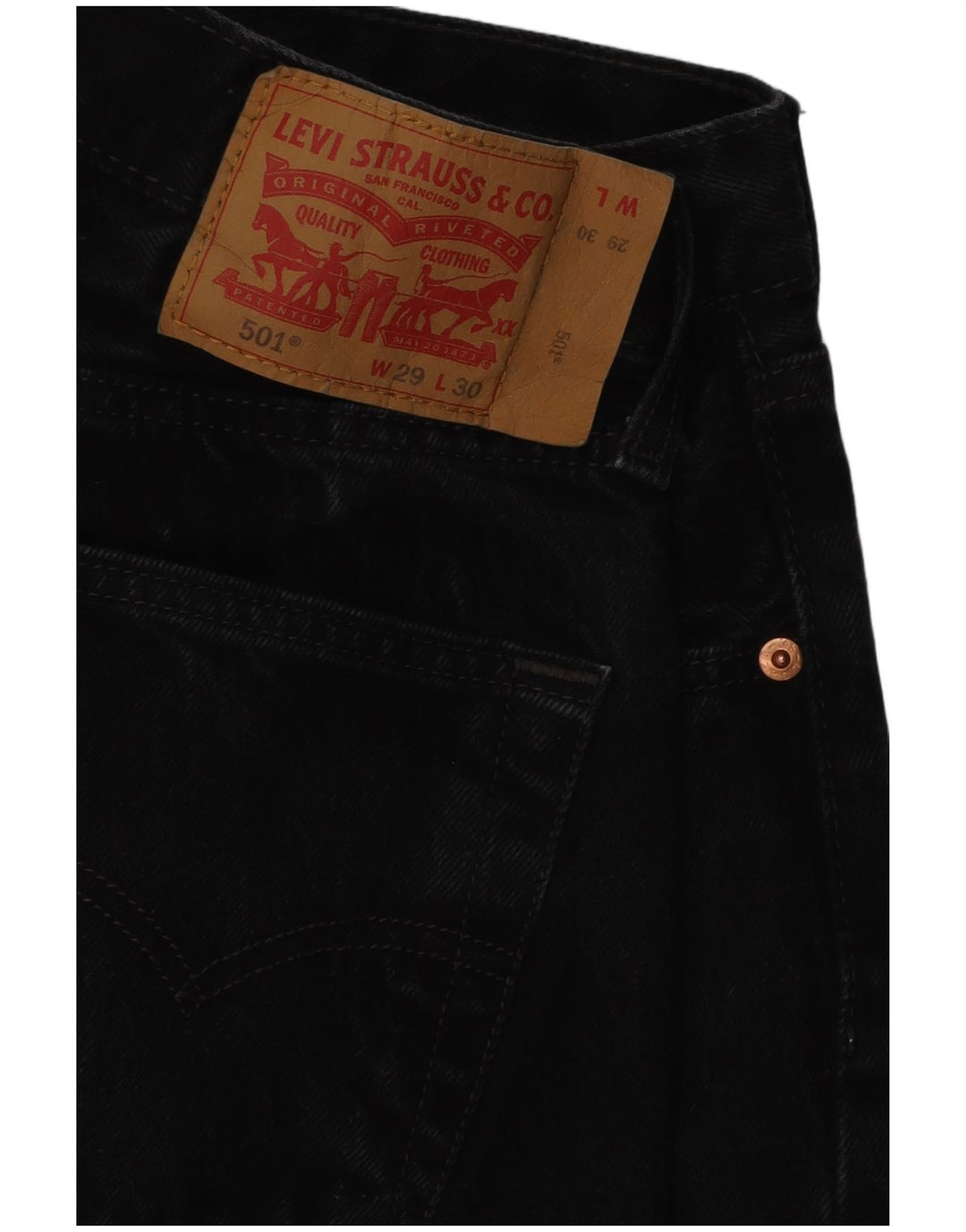 Levi's Mens 501 Straight Jeans W29 L30 Black Cotton