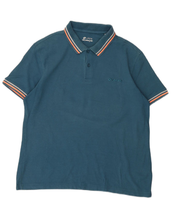 Lotto Mens Polo Shirt Large Blue Colourblock