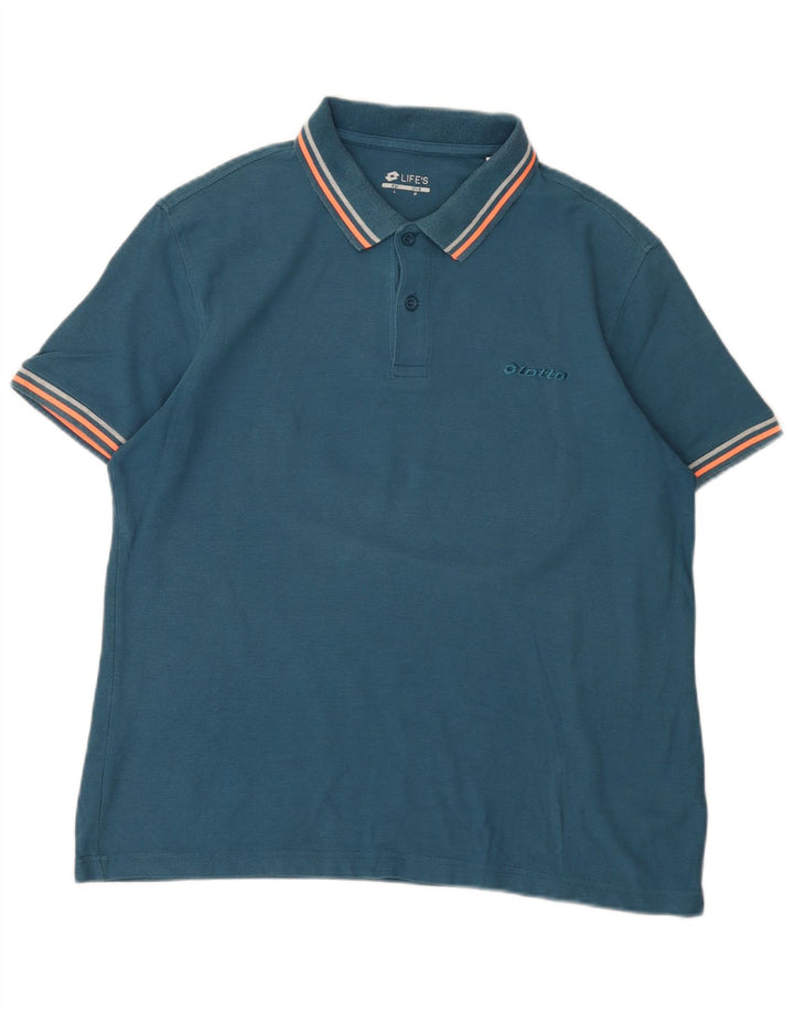 Lotto Mens Polo Shirt Large Blue Colourblock