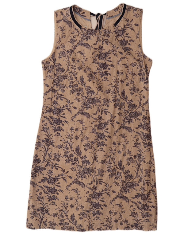 LAURA ASHLEY Womens Sleeveless Sheath Dress UK 14 Large  Beige Floral