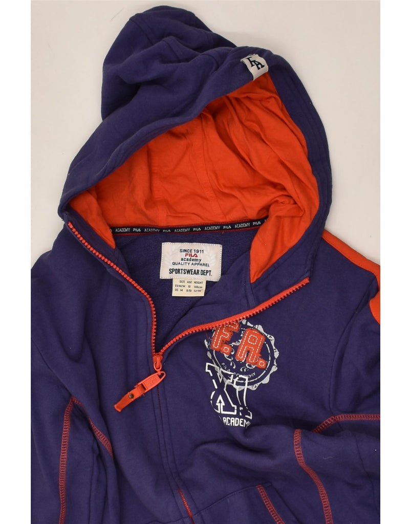 FILA Girls Graphic Zip Hoodie Sweater 9-10 Years Medium Navy Blue Cotton | Vintage Fila | Thrift | Second-Hand Fila | Used Clothing | Messina Hembry 