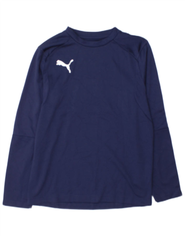 Puma Boys Top Long Sleeve 13-14 Years Navy Blue Polyester