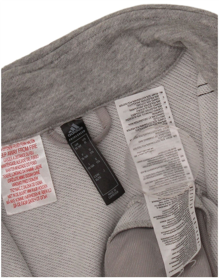 Adidas Boys Tracksuit Top Jacket 15-16 Years Grey Cotton