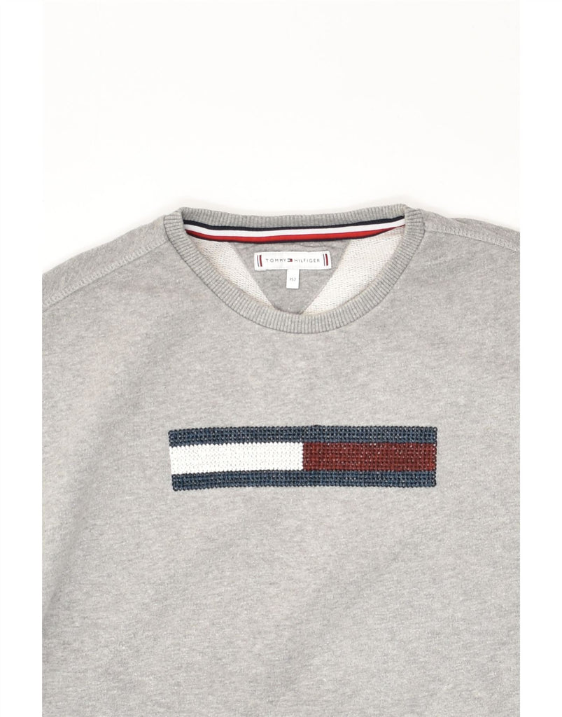 TOMMY HILFIGER Boys Graphic Sweatshirt Jumper 11-12 Years Grey Cotton | Vintage Tommy Hilfiger | Thrift | Second-Hand Tommy Hilfiger | Used Clothing | Messina Hembry 