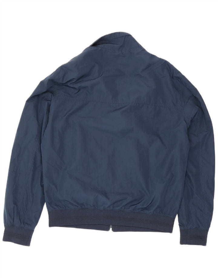 Zara Mens Bomber Jacket UK 40 Large Navy Blue Polyester