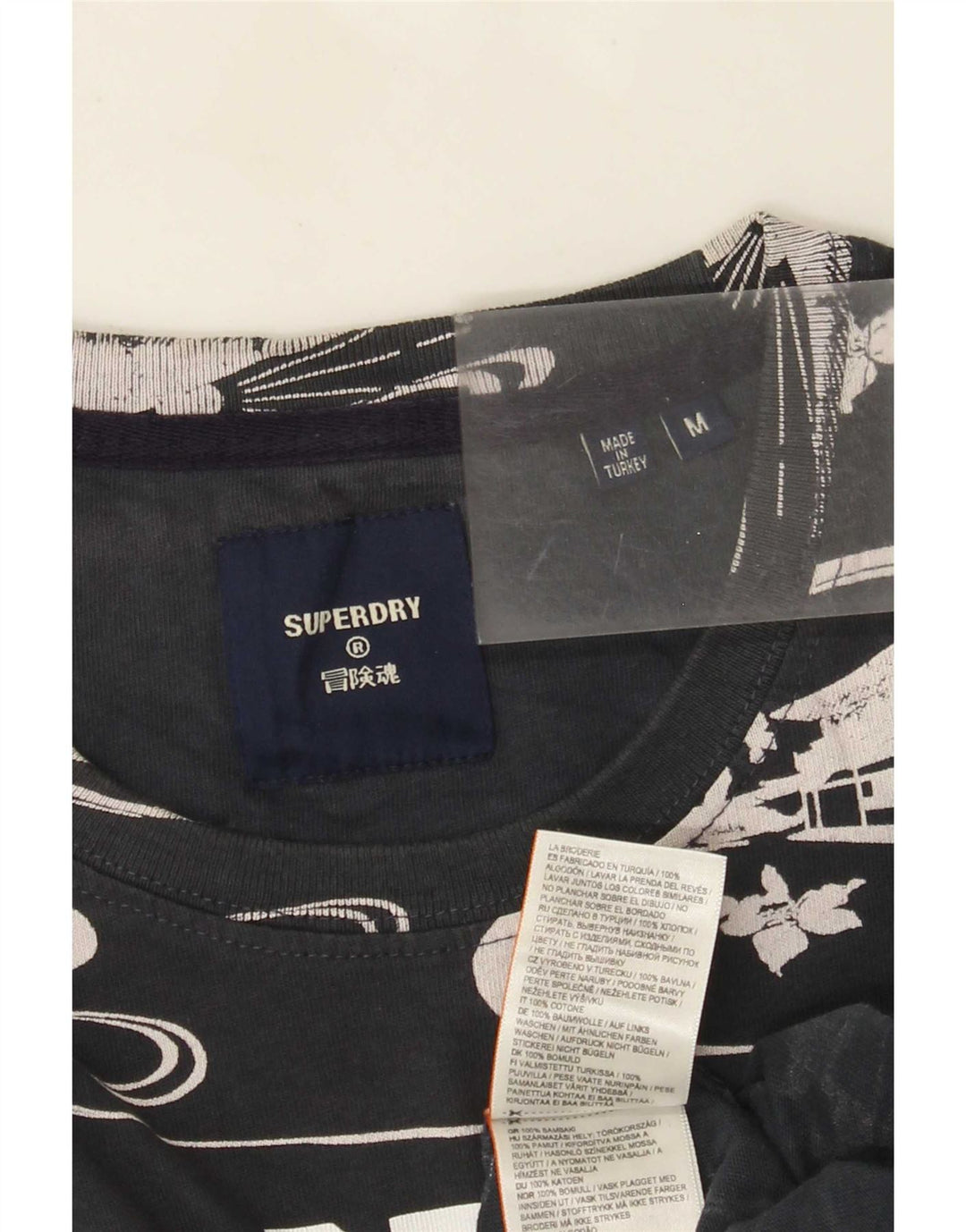 Superdry Mens Graphic T-Shirt Top Medium Black Floral Cotton