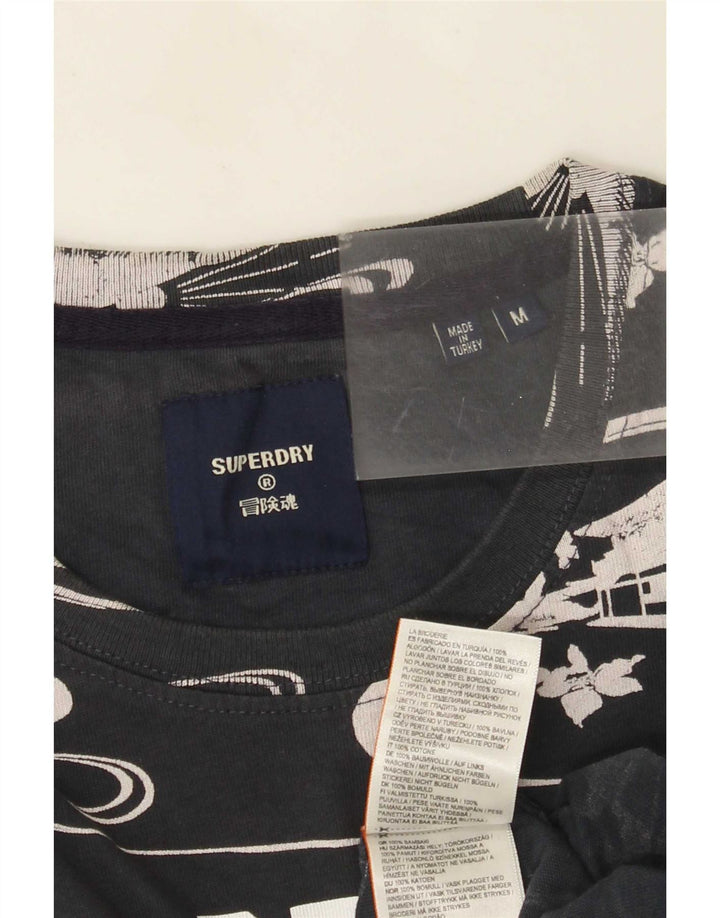 Superdry Mens Graphic T-Shirt Top Medium Black Floral Cotton