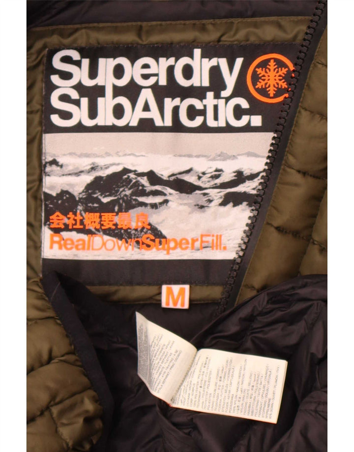 Superdry Mens Padded Jacket UK 38 Medium Khaki Polyester