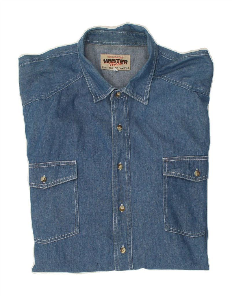 VINTAGE Mens Denim Shirt 2XL Blue Cotton Vintage Vintage and Second-Hand Vintage from Messina Hembry 