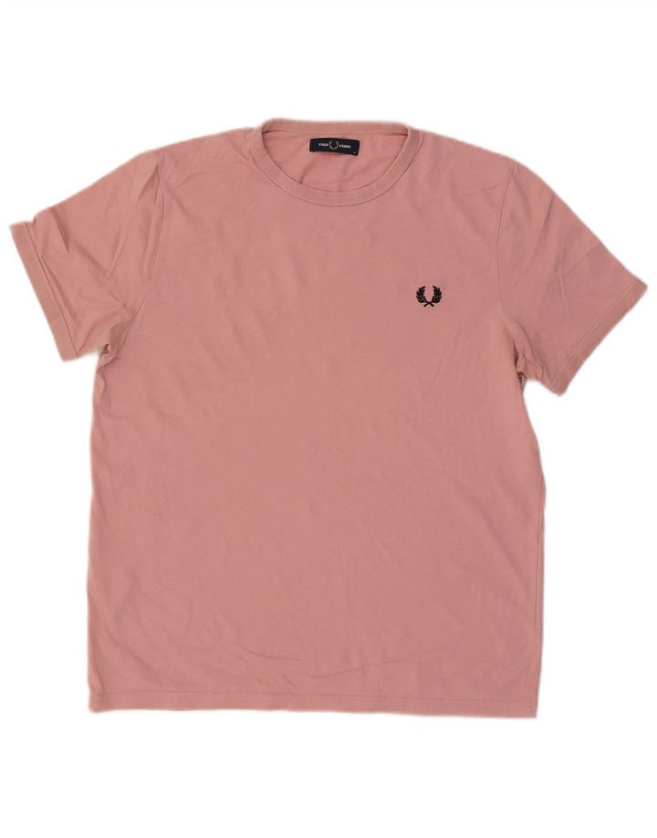 Fred Perry Mens T-Shirt Top Medium Pink Cotton