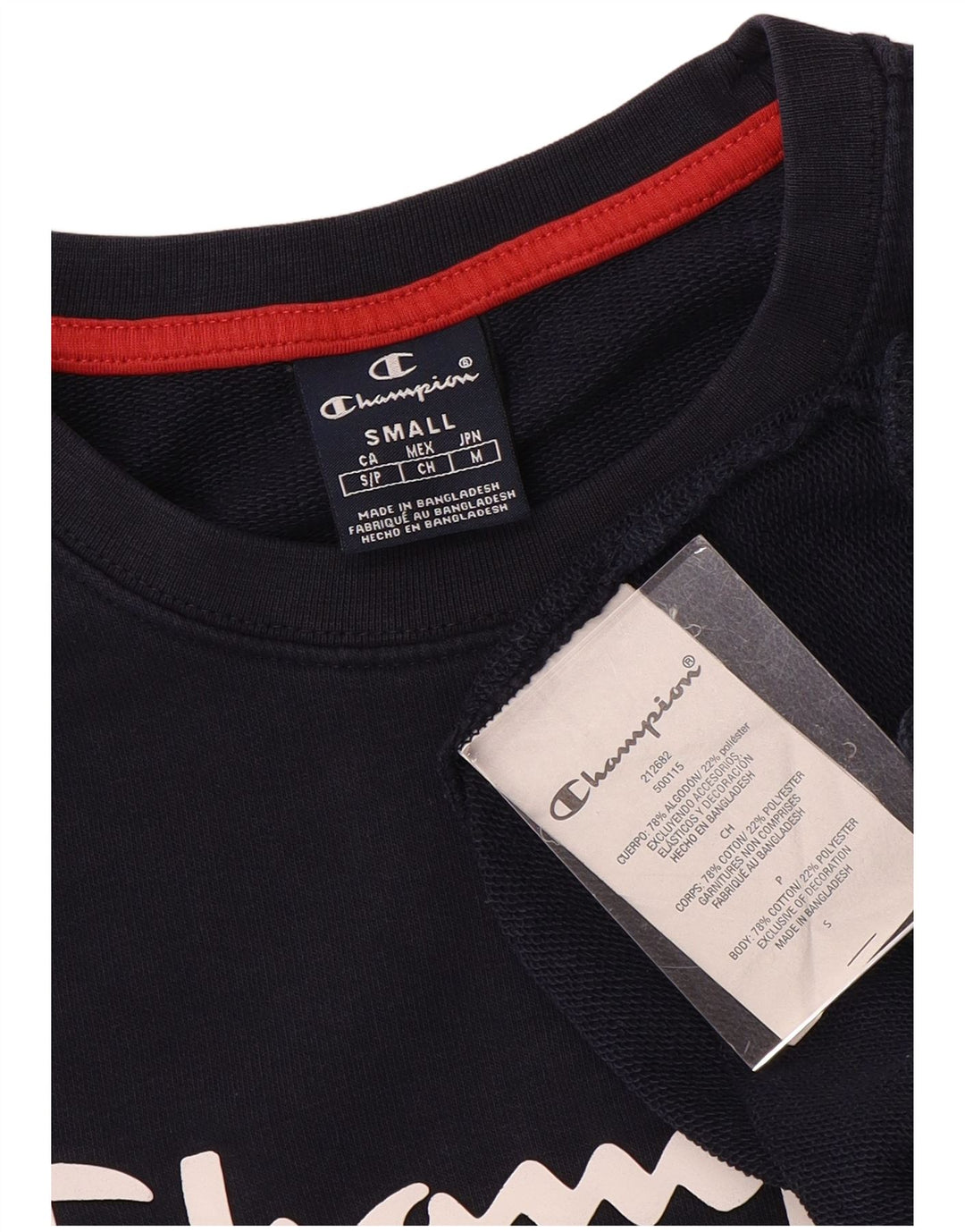 Champion Mens Graphic Sweatshirt Jumper Small Navy Blue Cotton