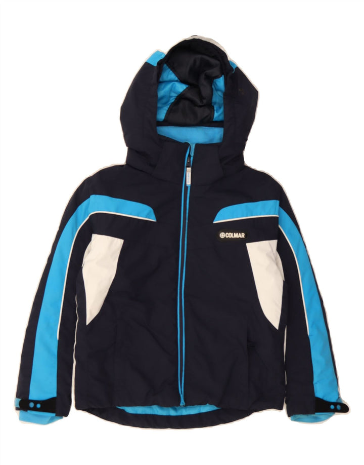 COLMAR Boys Hooded Windbreaker Jacket 9-10 Years Navy Blue Colourblock Vintage Colmar and Second-Hand Colmar from Messina Hembry 