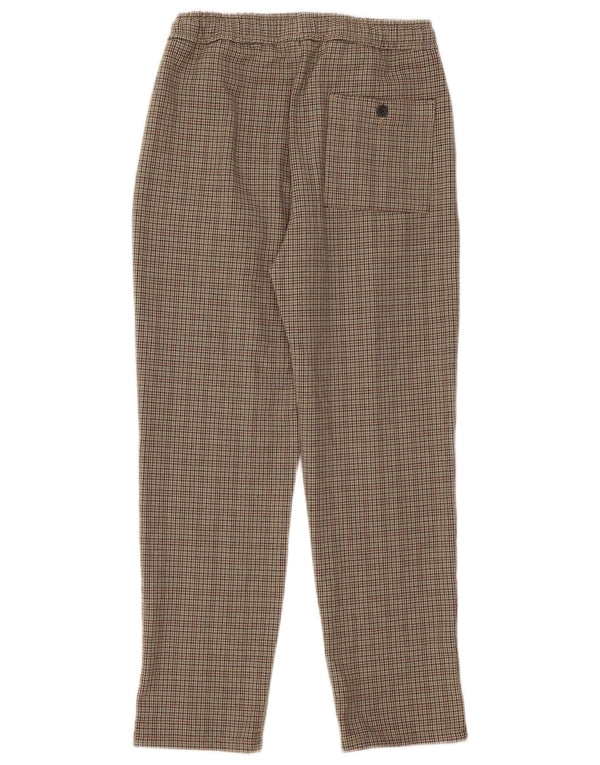 Zara Girls Straight Casual Trousers 11-12 Years W26 L25 Khaki Houndstooth