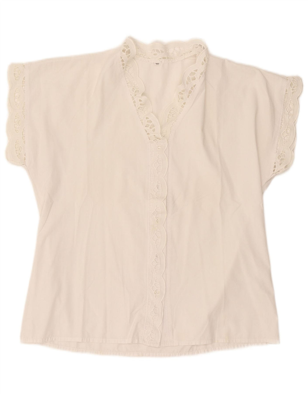 Vintage Womens Short Sleeve Shirt Blouse EU 38 Medium White