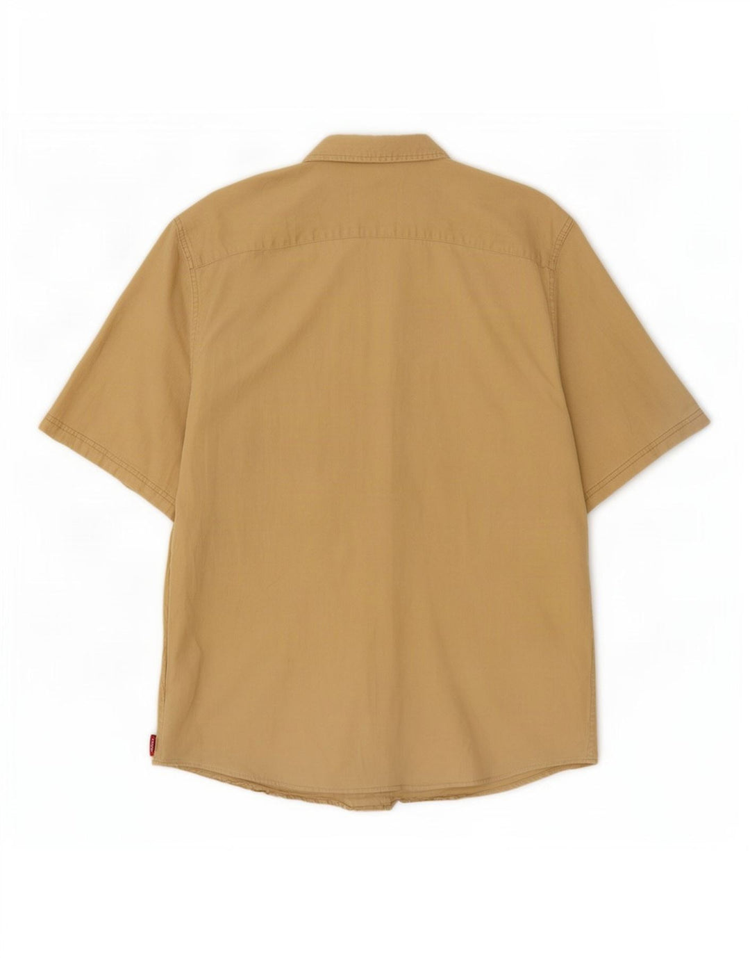 Wrangler Mens Short Sleeve Shirt XL Beige Cotton
