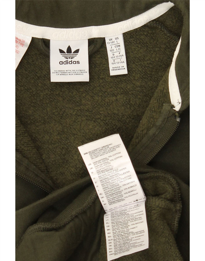 ADIDAS Boys Zip Hoodie Sweater 13-14 Years Green Colourblock Cotton Vintage Adidas and Second-Hand Adidas from Messina Hembry 