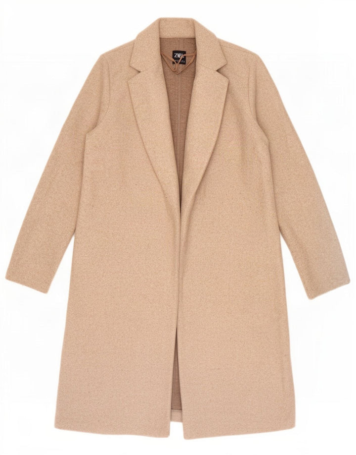 Zara Womens Overcoat UK 14 Medium Beige Polyester