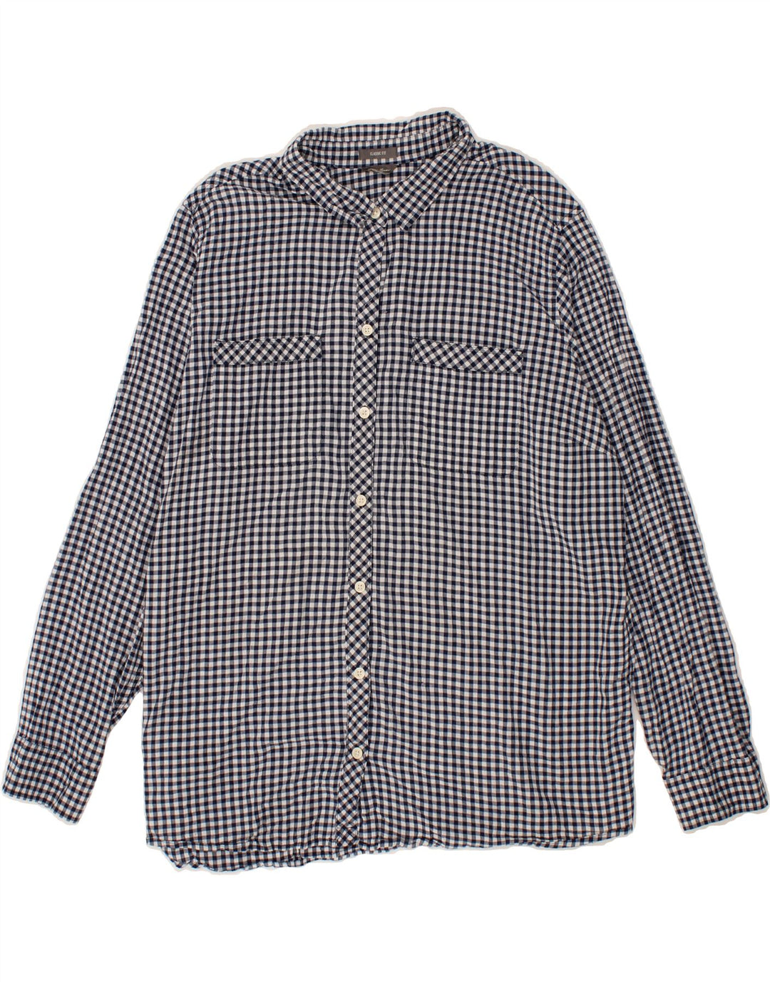 EDDIE BAUER Womens Shirt UK 18 XL Navy Blue Gingham Cotton Vintage Eddie Bauer and Second-Hand Eddie Bauer from Messina Hembry 