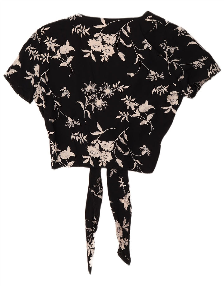 Max Dine Womens Crop Front Tie Cardigan Top IT 42 Medium Black Floral