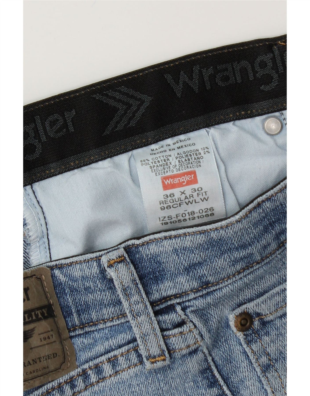 WRANGLER Mens Regular Fit Straight Jeans W36 L30 Blue Cotton