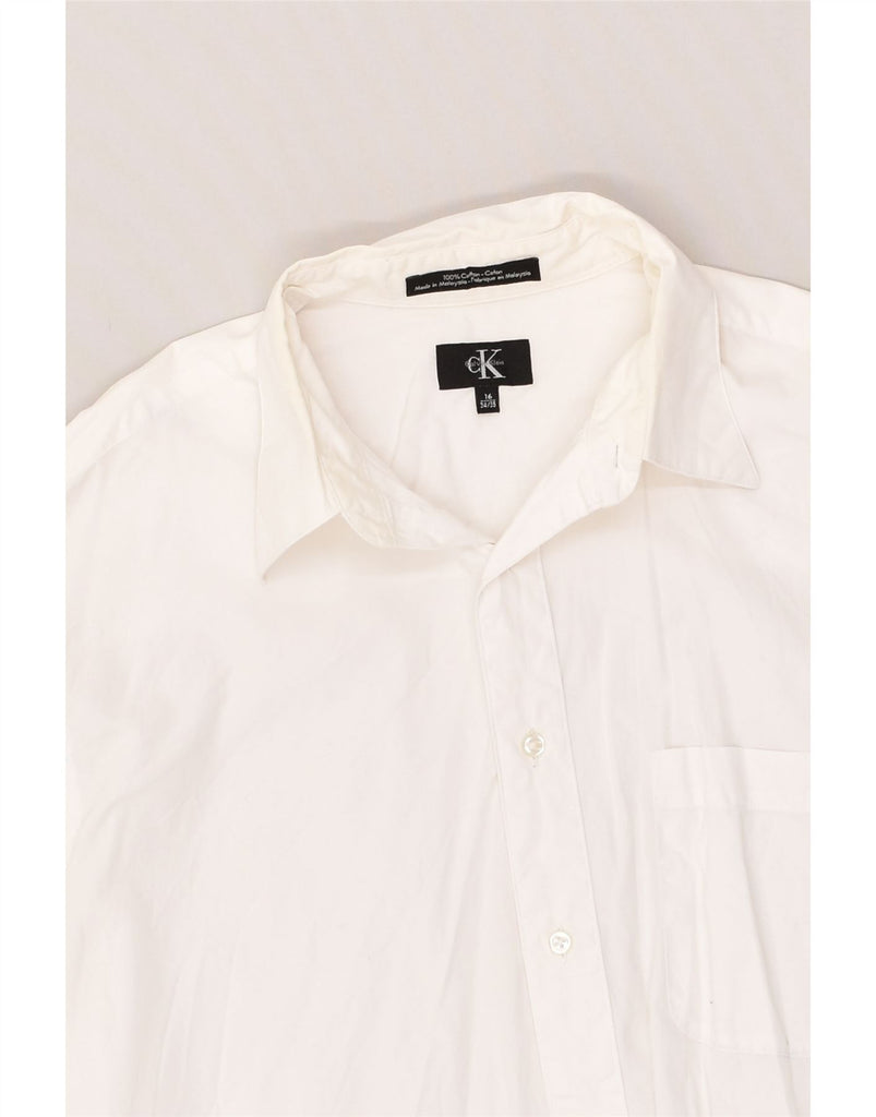 CALVIN KLEIN Mens Shirt Size 16 34/35 Large White Cotton | Vintage Calvin Klein | Thrift | Second-Hand Calvin Klein | Used Clothing | Messina Hembry 