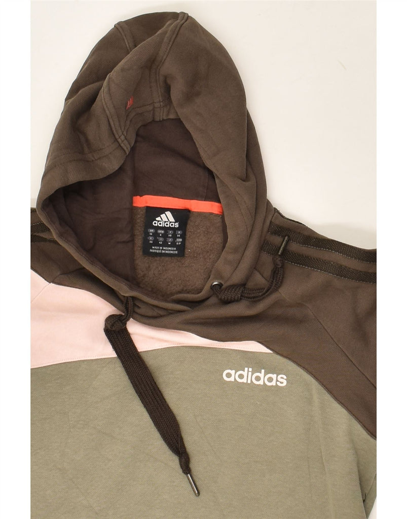 ADIDAS Womens Graphic Hoodie Jumper UK 10 Small  Green Colourblock Cotton | Vintage Adidas | Thrift | Second-Hand Adidas | Used Clothing | Messina Hembry 