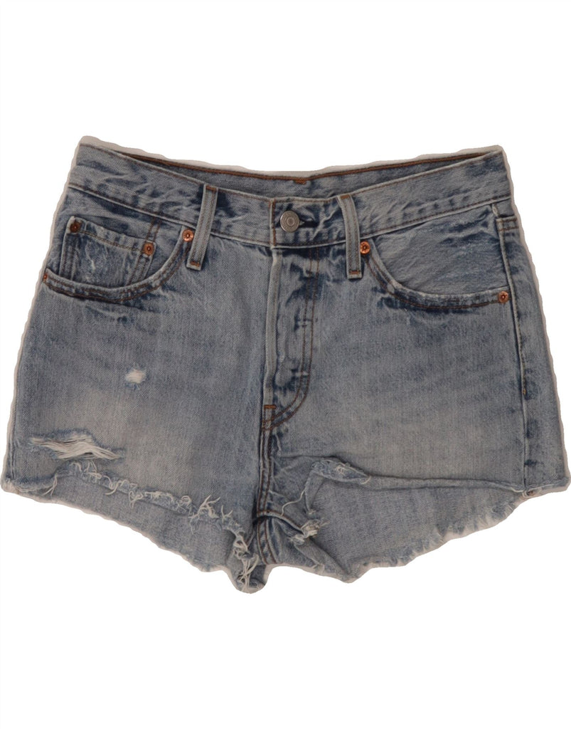 LEVI'S Womens 501 Distressed Denim Shorts W27 Small Blue Cotton Vintage Levi's and Second-Hand Levi's from Messina Hembry 