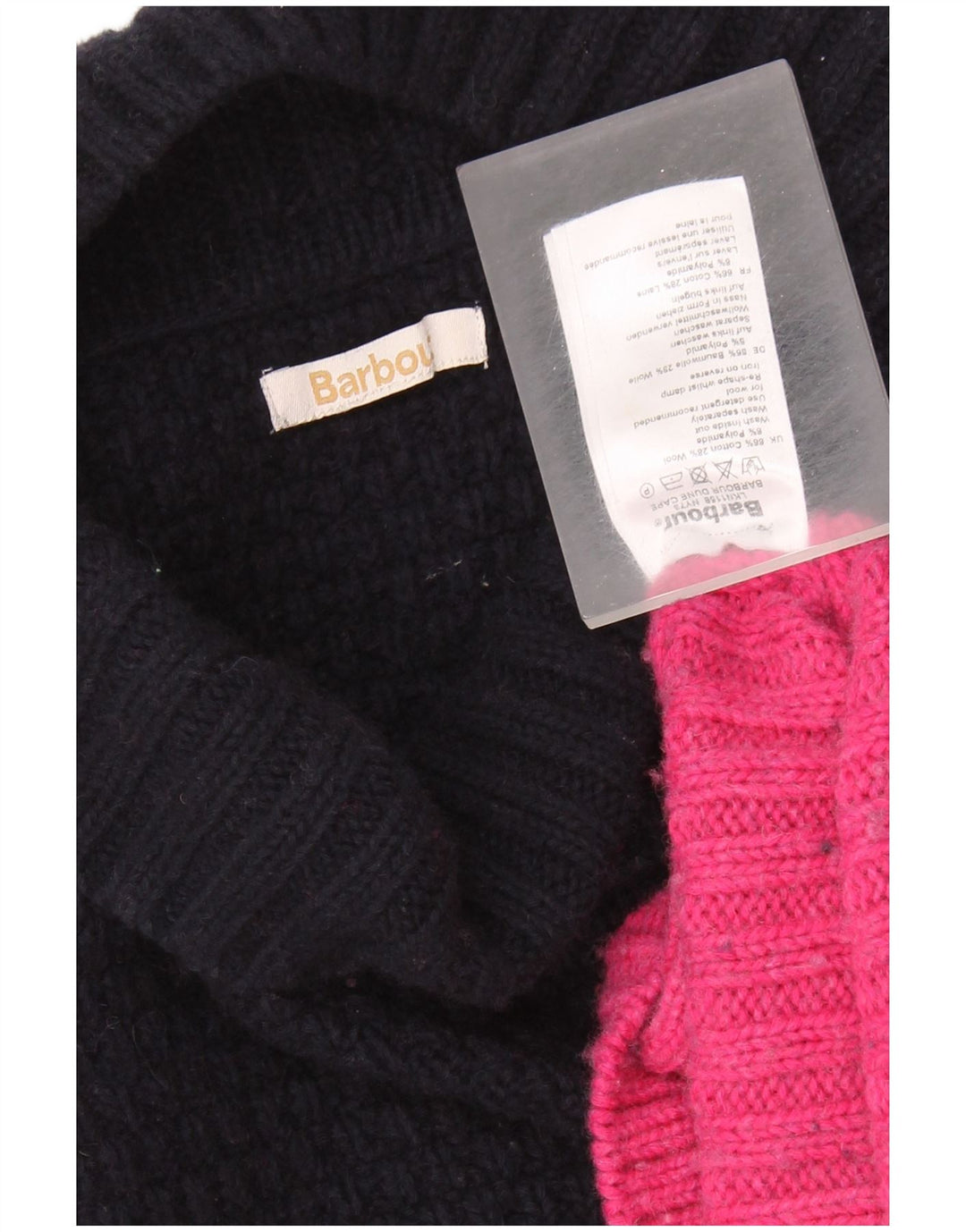 BARBOUR Womens Turtle Neck Jumper Sweater UK 18 XL Navy Blue Colourblock