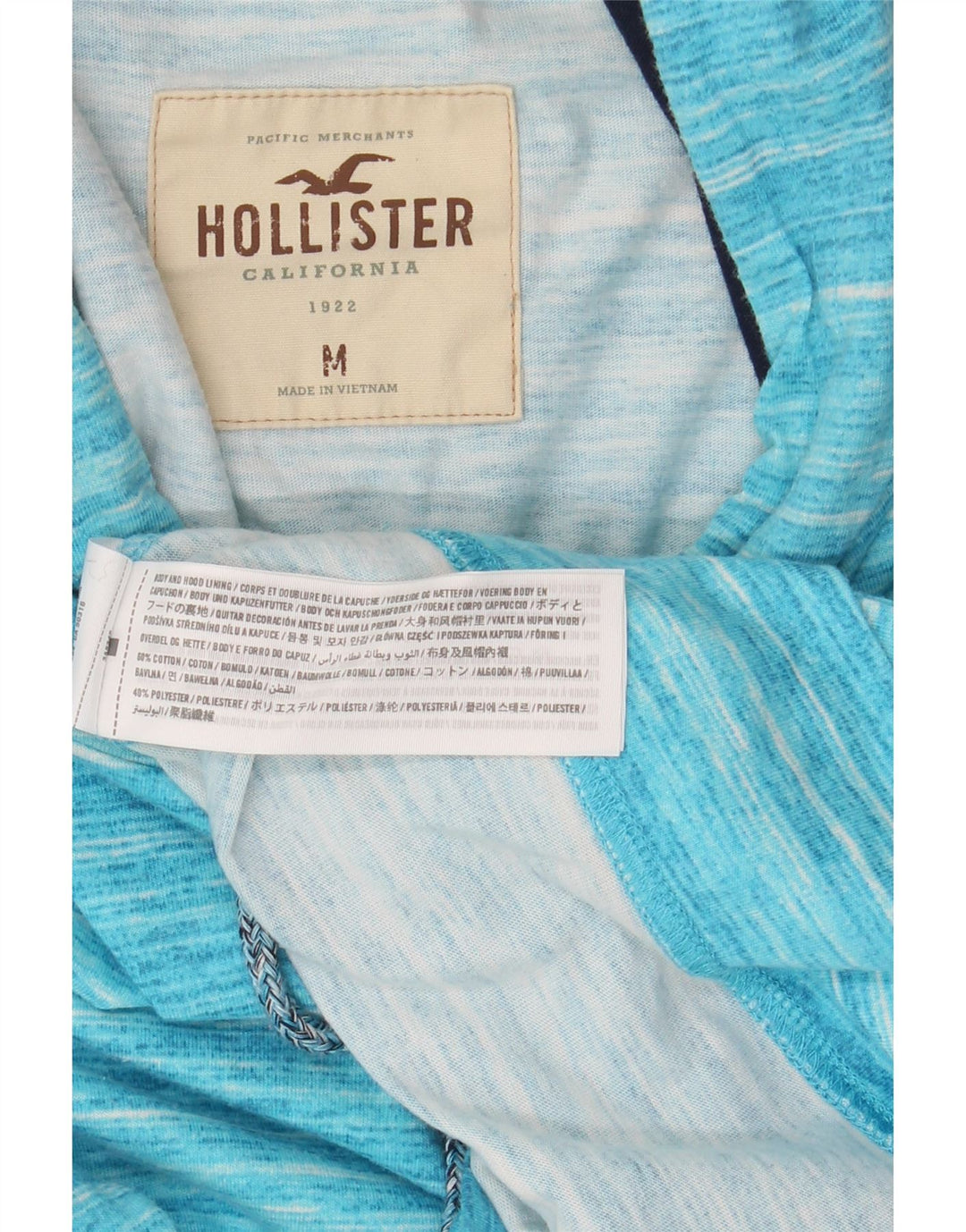 HOLLISTER Mens Hoodie Jumper Medium Blue Flecked Cotton