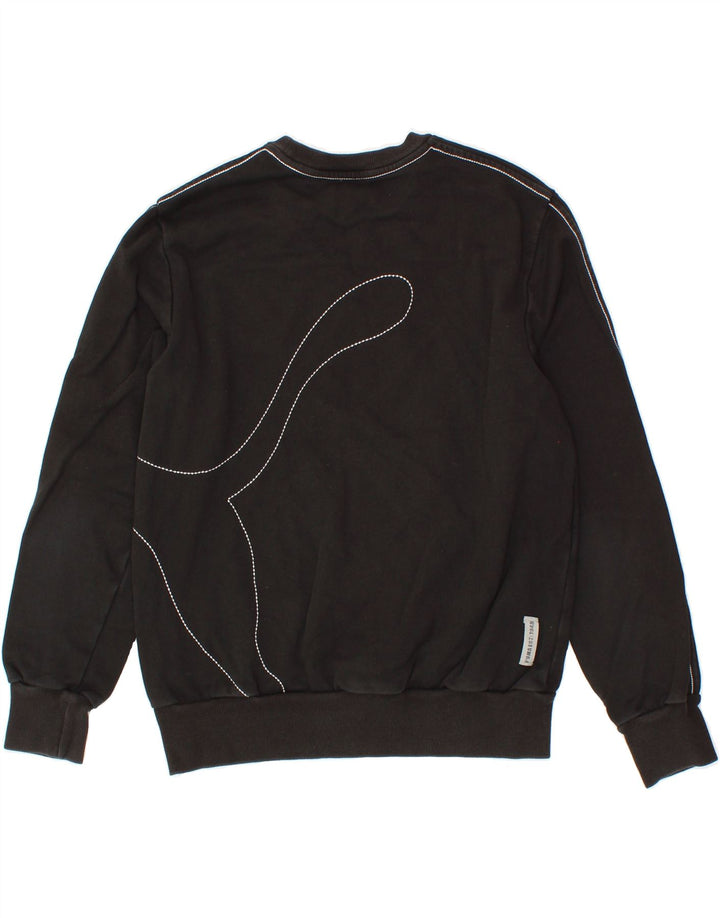 PUMA Womens Graphic Sweatshirt Jumper UK 12 Medium Black Cotton Vintage Puma and Second-Hand Puma from Messina Hembry 