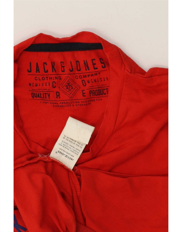 Jack & Jones Mens Graphic T-Shirt Top Medium Red Cotton