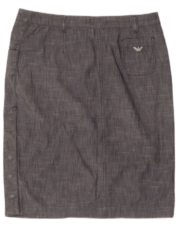 Armani Womens Straight Skirt IT 46 Large W32  Grey Cotton