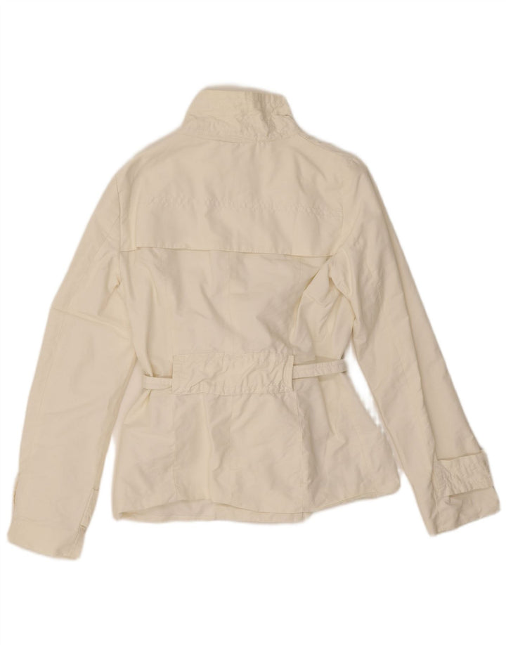Zara Womens Short Trench Coat UK 10 Small White Cotton