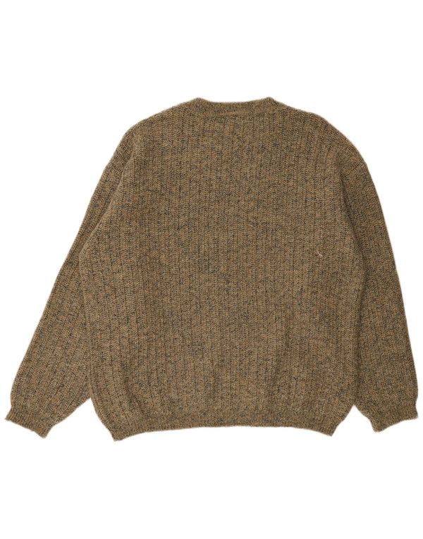 Cacharel Mens Regular Fit Crew Neck Jumper Sweater IT 54 XL Khaki Flecked