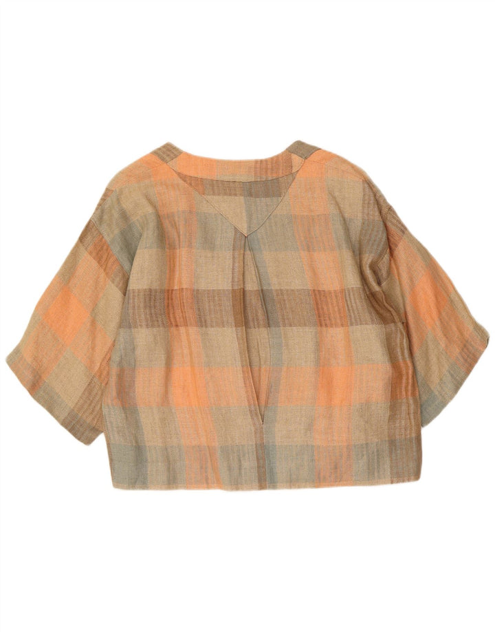 Vintage Womens Crop Shirt Blouse UK 16 Large Multicoloured Check