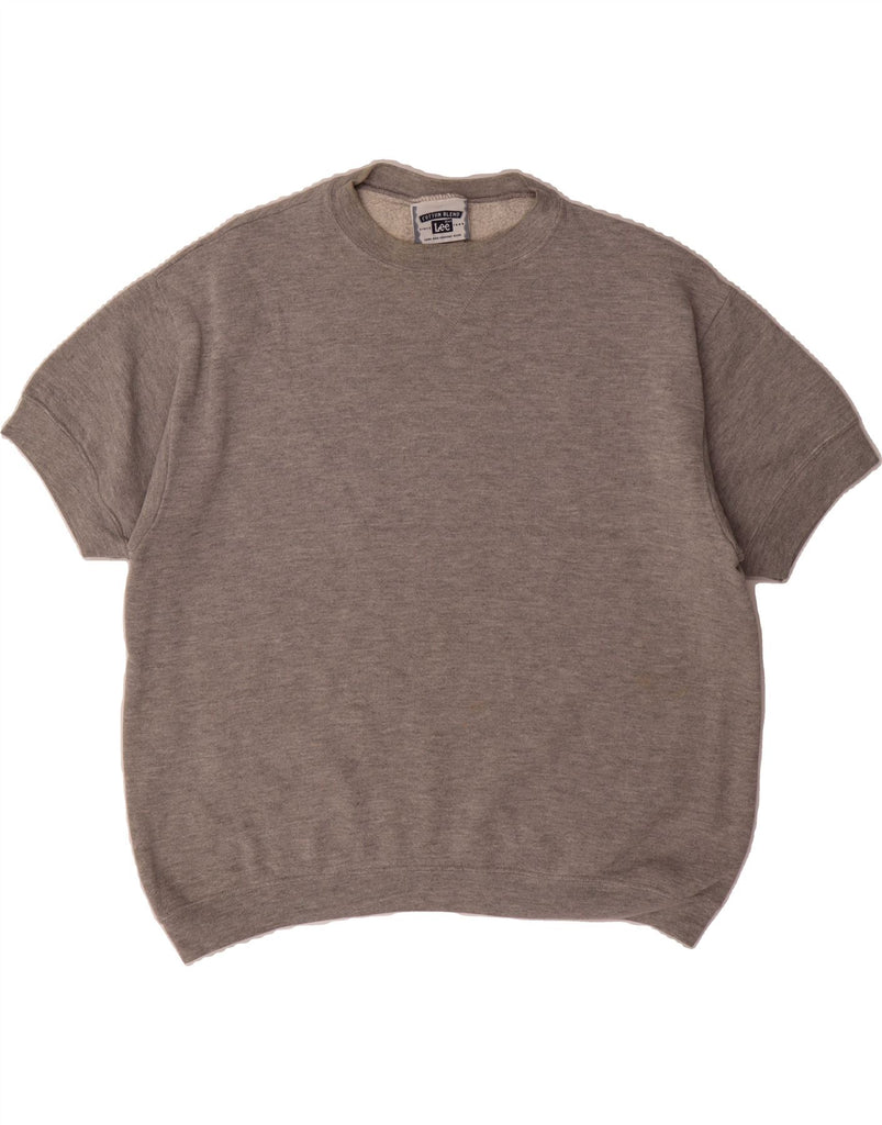 LEE Mens Short Sleeve Sweatshirt Jumper Large Grey Vintage Lee and Second-Hand Lee from Messina Hembry 