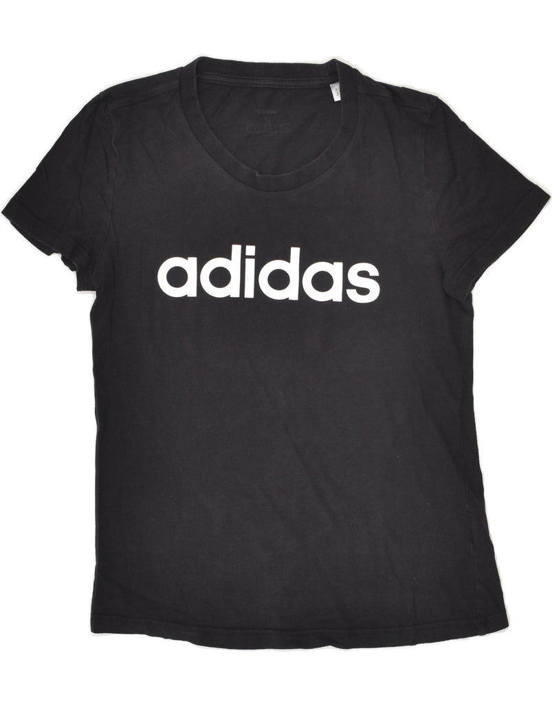 ADIDAS Womens Graphic T-Shirt Top UK 10 Small Black Cotton | Vintage Adidas | Thrift | Second-Hand Adidas | Used Clothing | Messina Hembry 