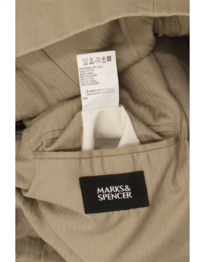 Marks & Spencer Mens 3 Button Blazer Jacket UK 44 XL Khaki Cotton