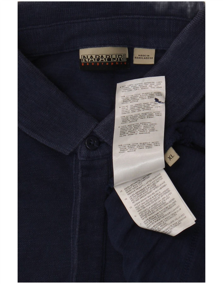 NAPAPIJRI Mens Polo Shirt XL Navy Blue Cotton