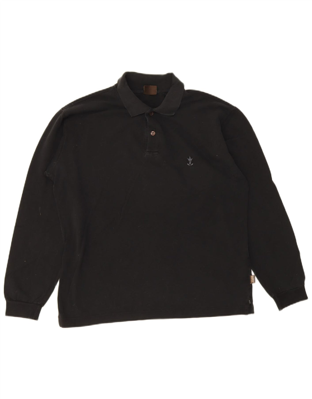 Rifle Mens Long Sleeve Polo Shirt Medium Black Cotton