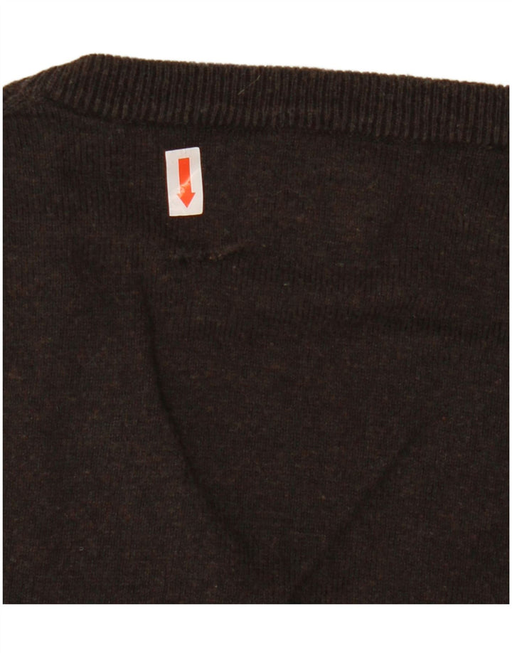Gant Mens V-Neck Jumper Sweater Small Brown