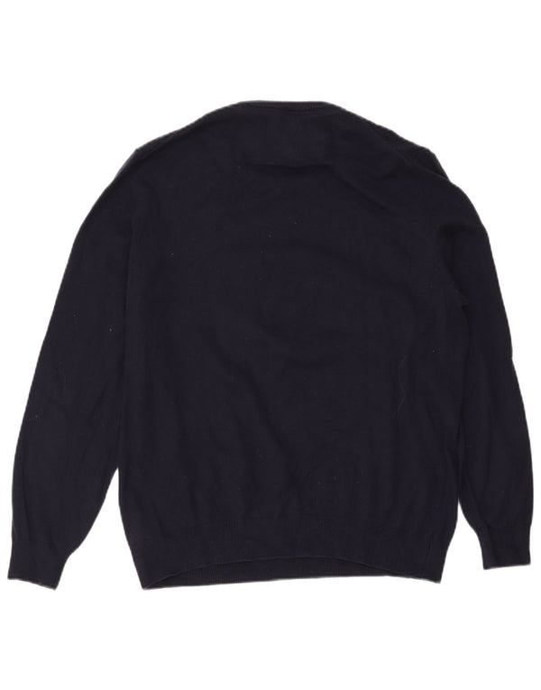 Guess Mens Graphic Boat Neck Jumper Sweater UK 40 Medium Navy Blue