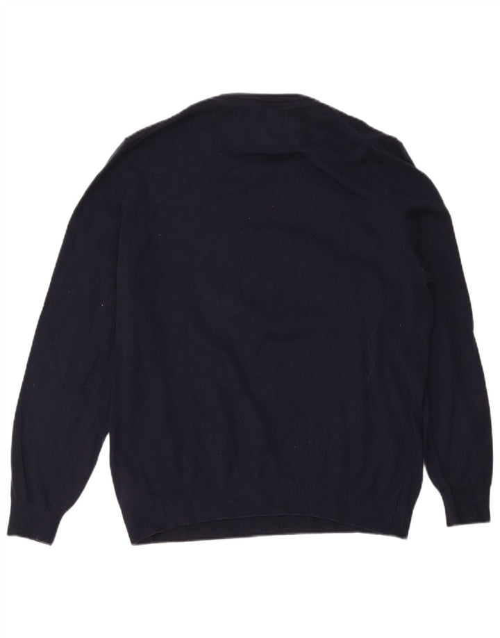 Guess Mens Graphic Boat Neck Jumper Sweater UK 40 Medium Navy Blue