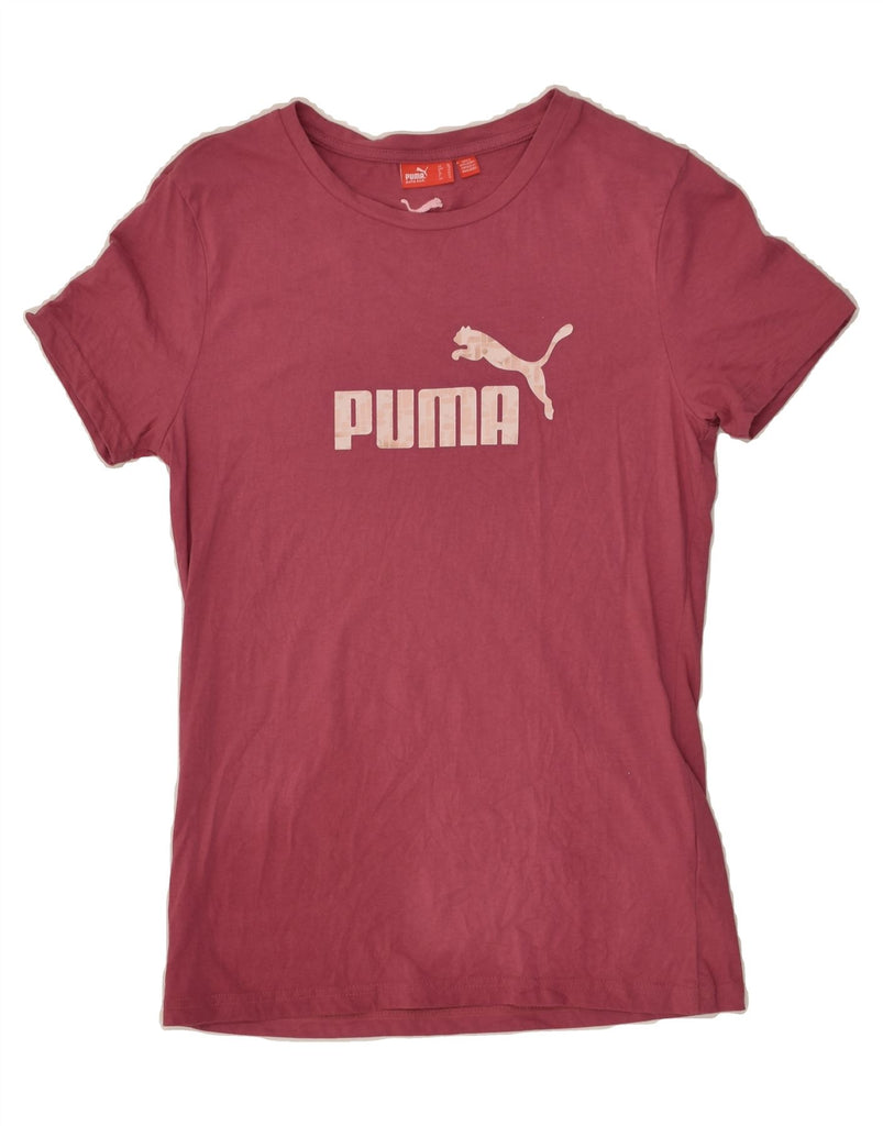 PUMA Womens Graphic T-Shirt Top UK 18 XL Maroon Cotton | Vintage Puma | Thrift | Second-Hand Puma | Used Clothing | Messina Hembry 