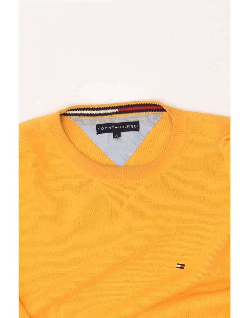 TOMMY HILFIGER Mens Crew Neck Jumper Sweater Large Yellow Cotton | Vintage Tommy Hilfiger | Thrift | Second-Hand Tommy Hilfiger | Used Clothing | Messina Hembry 