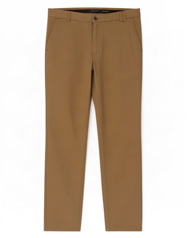 Zara Mens Straight Chino Trousers EU 44 Large W34 L30 Beige Cotton