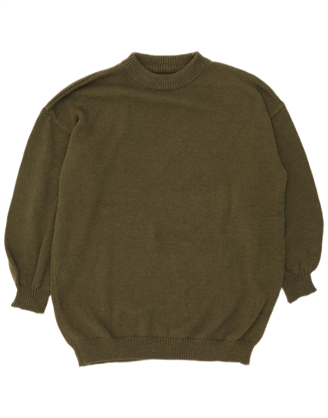 Vintage Mens Crew Neck Jumper Sweater Large Khaki Polyester