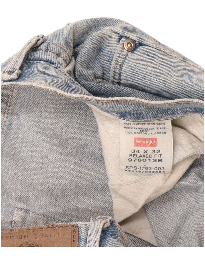 Wrangler Mens Relaxed Fit Straight Jeans W34 L32 Blue Cotton