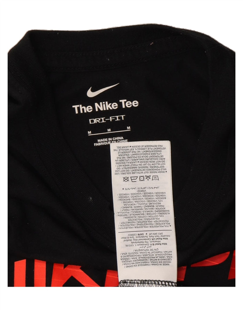 NIKE Mens Dri Fit Graphic T-Shirt Top Medium Black Polyester Vintage Nike and Second-Hand Nike from Messina Hembry 